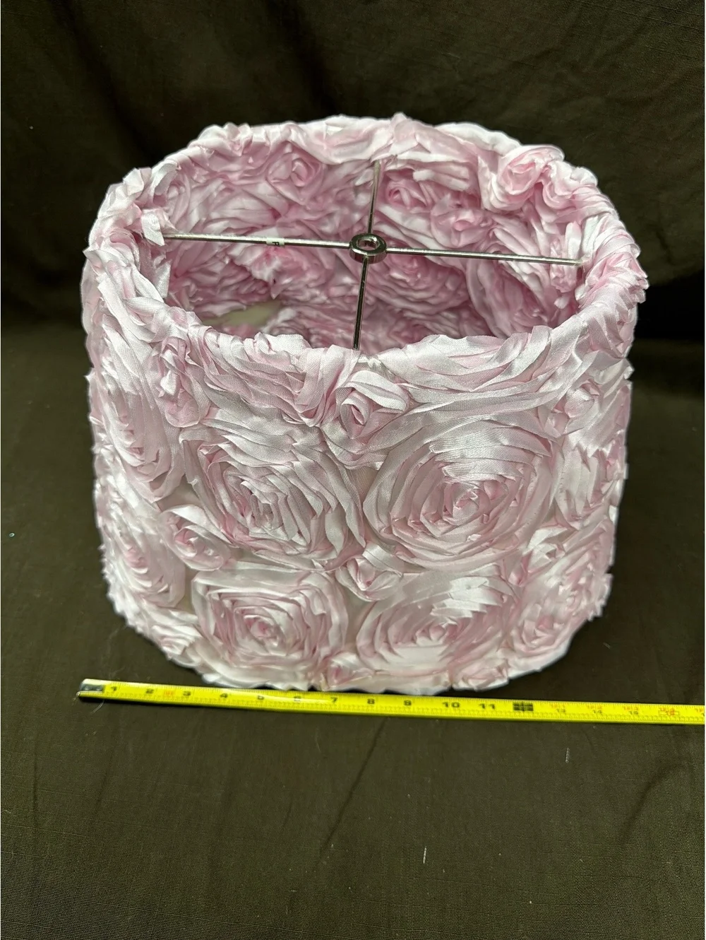 Pink Rose Pattern Fabric Lamp Shade with Metal Frame